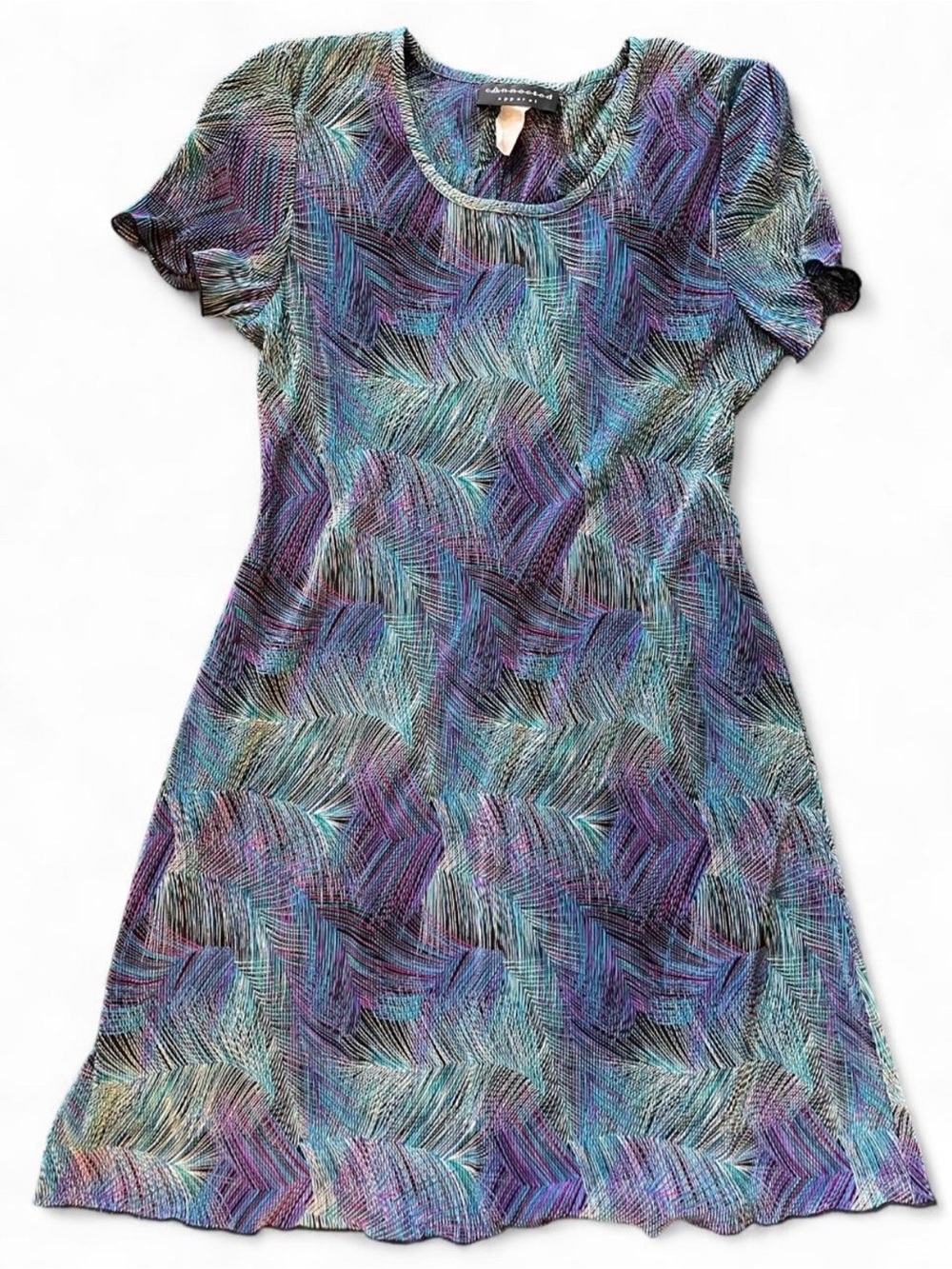 VTG 90s Textured Short Sleeve Mini Dress Sz M